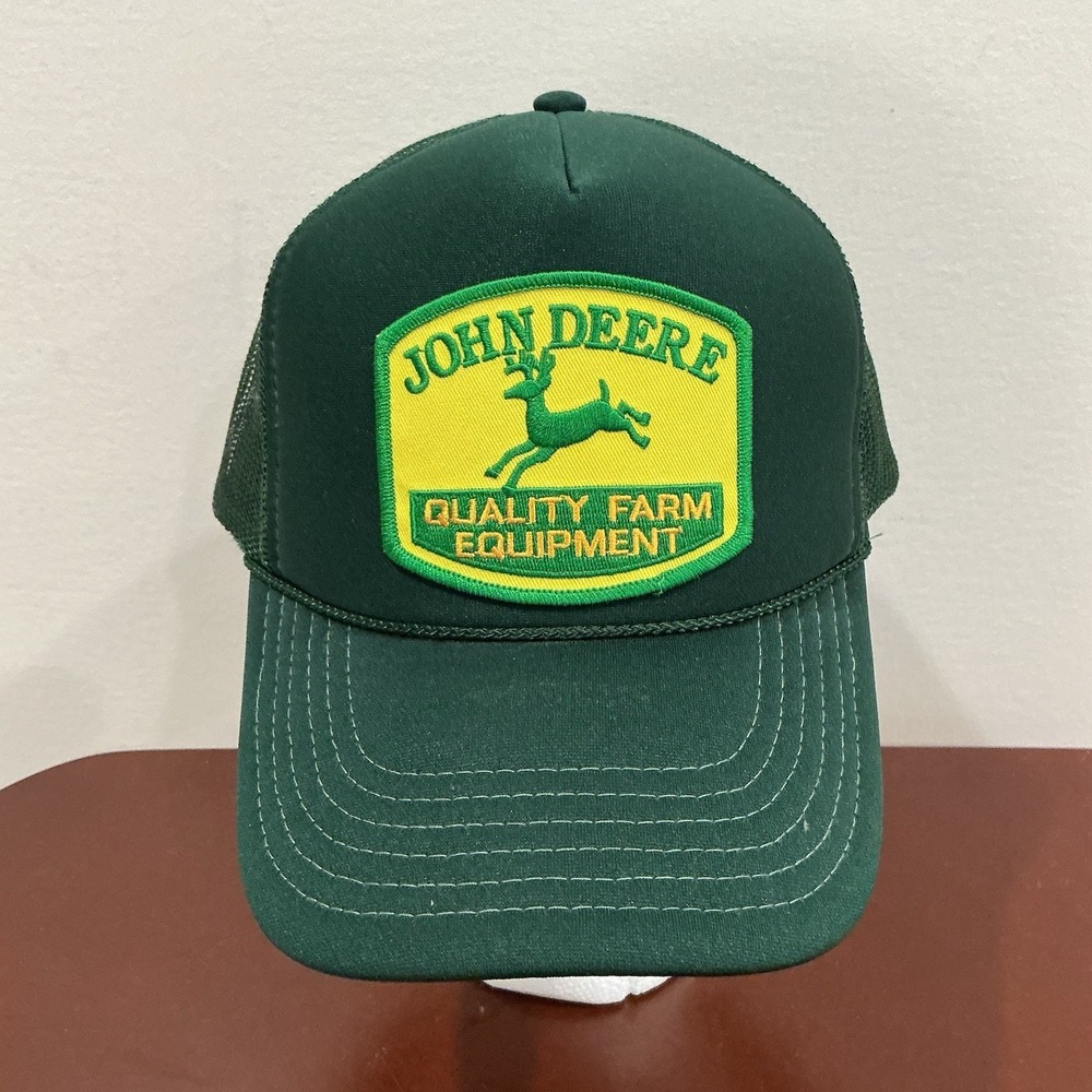 John Deere Hat Snapback Trucker Mesh Quality Farm Equipment Green Yellow